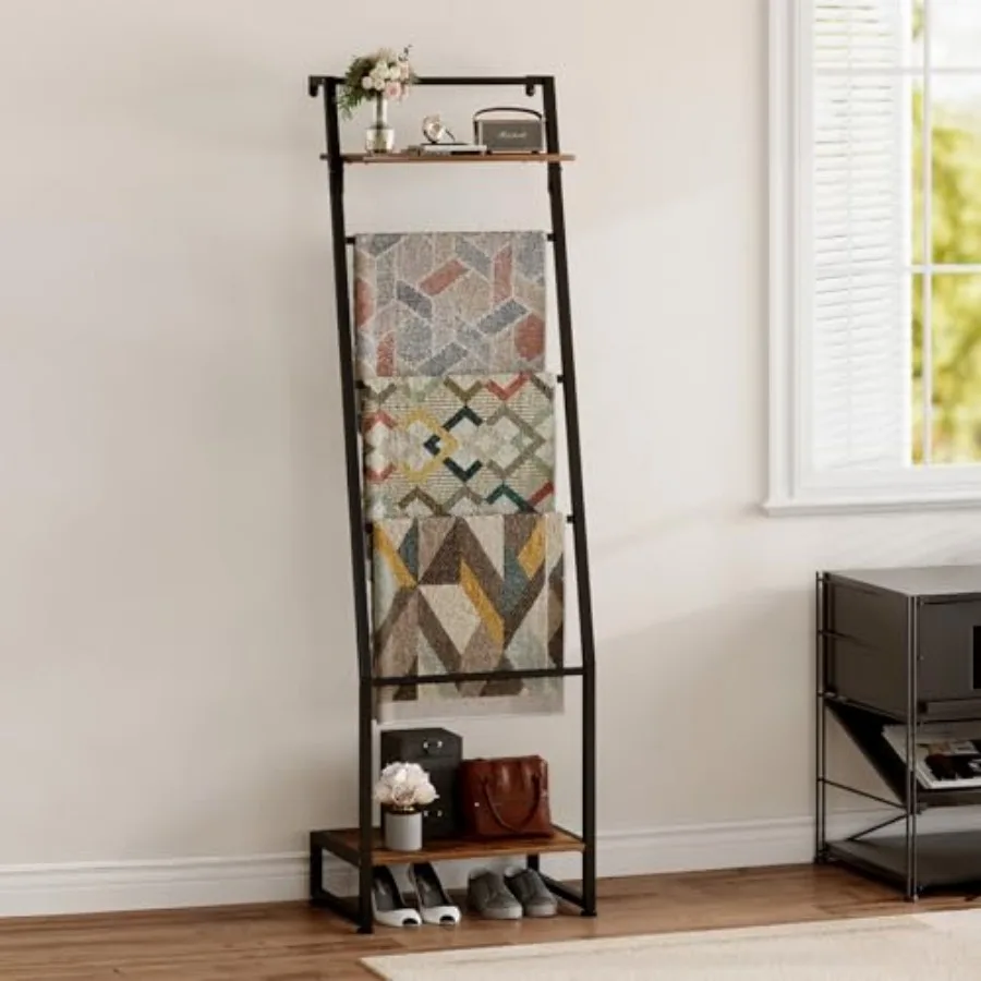 

Настенная 6-ярусная полка-стеллаж для одеял с полкой для хранения и декора в стиле фермерского дома, отдельно стоящая