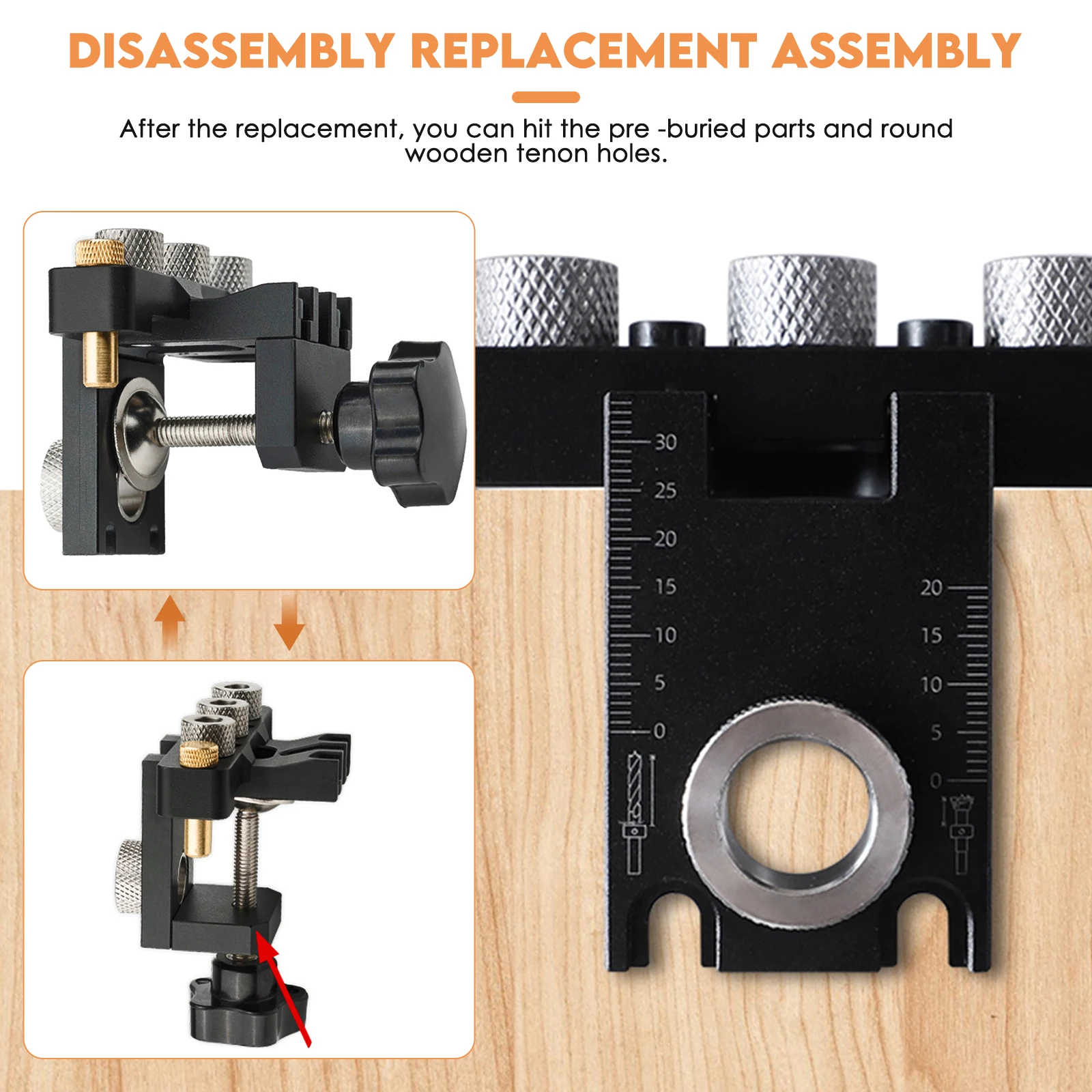 Imagem -03 - Doweling Jig Kit em Carpintaria Perfuração 10 15 mm Pin Fixture Puncher Locator Dowel Guia Broca Kit com Brocas