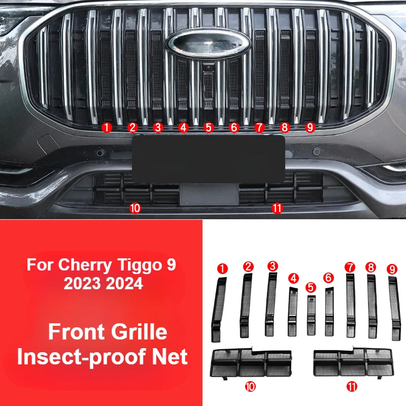 

For Chery Tiggo 9 2023 2024 Front Grille Insect-proof Net Buckle Style Water Tank Protection Cover Front Bumper Anti-insect Net