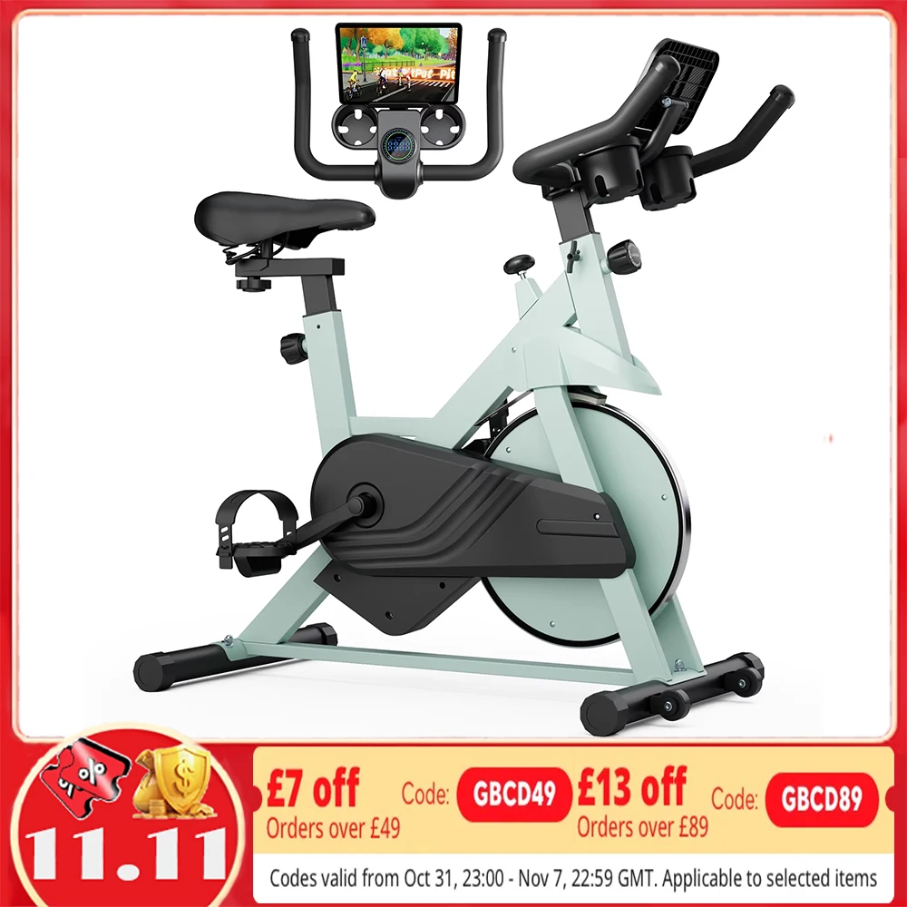 Superun Upgrade Heimtrainer, 32-stufiges, glattes, magnetisches Widerstands-Indoor-Fahrrad mit Pad-Halterung und LCD-Monitor, 300 Pfund Gewicht MAX