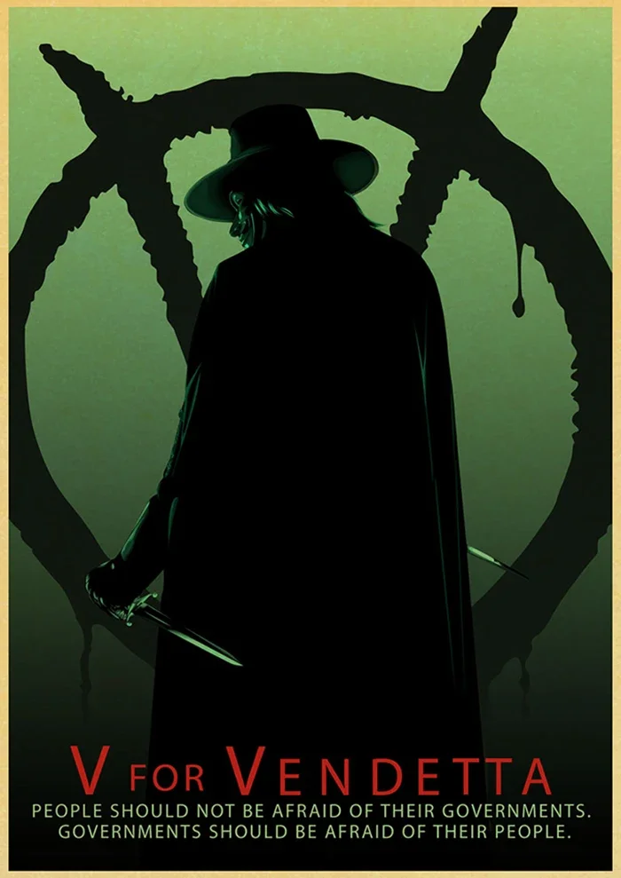 V for Vendetta Retro Print Art Canvas Poster, For Living Room Decor Home Wall Picture