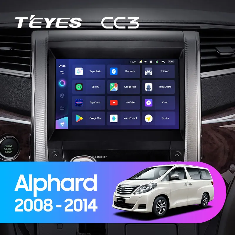 TEYES-Autoradio CC3 pour Toyota Alphard H20, 2008-2014, Limitation, Lecteur Vidéo, Navigation Évitée, GPS, Android 10, No 2din DVD