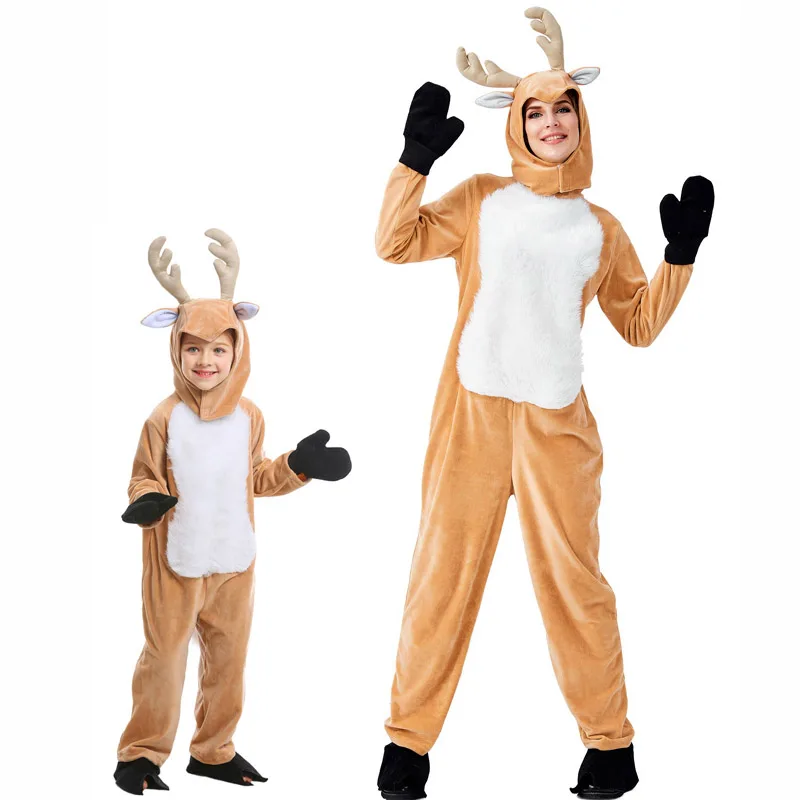 

Kids Adult Christmas Costumes Cosplay Christmas Reindeer Moose Onesie Kids Animal Elk Ball Party Fancy Dress