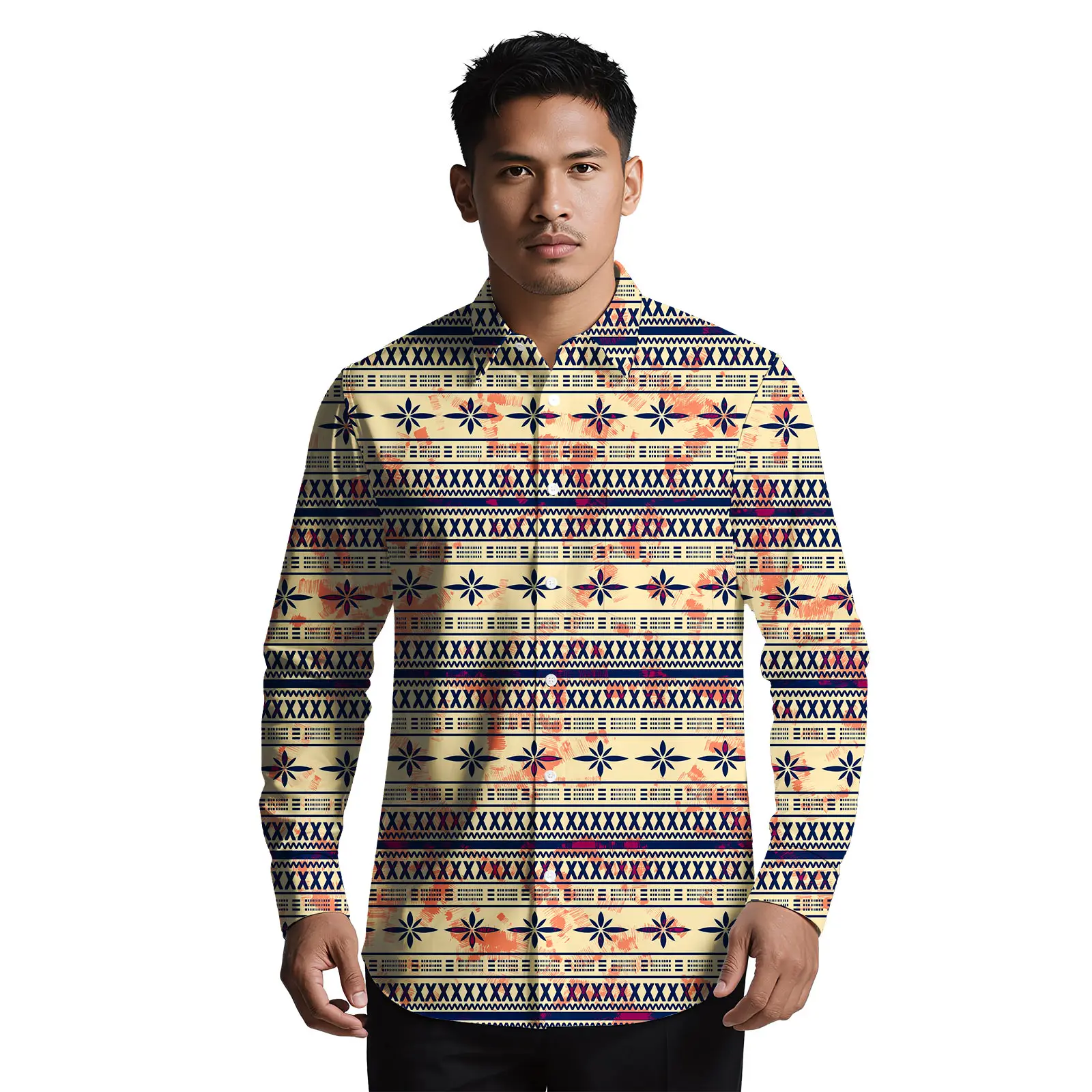 قمصان بتصميم جزيرة مخصصة بأكمام طويلة للرجال ملابس قبلية بولينيزية قمصان ساموا تابا ملابس بوتيك قمصان رجالية #4