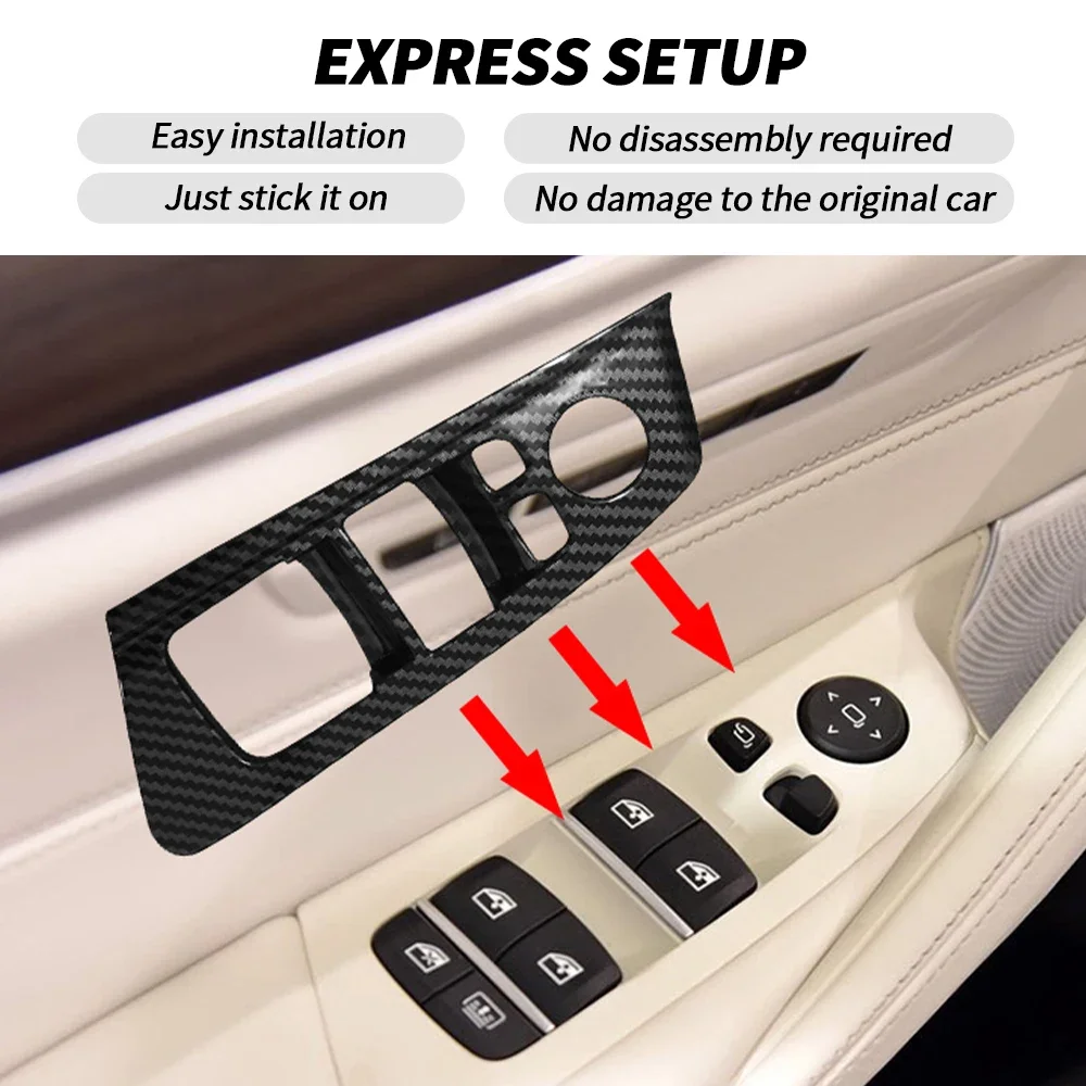 LHD Car Interior Left Right Door Window Lift Switch Cover Panel Trim For BMW G30 G31 F90 5 Series M5 525 528 530 540 2017-2021