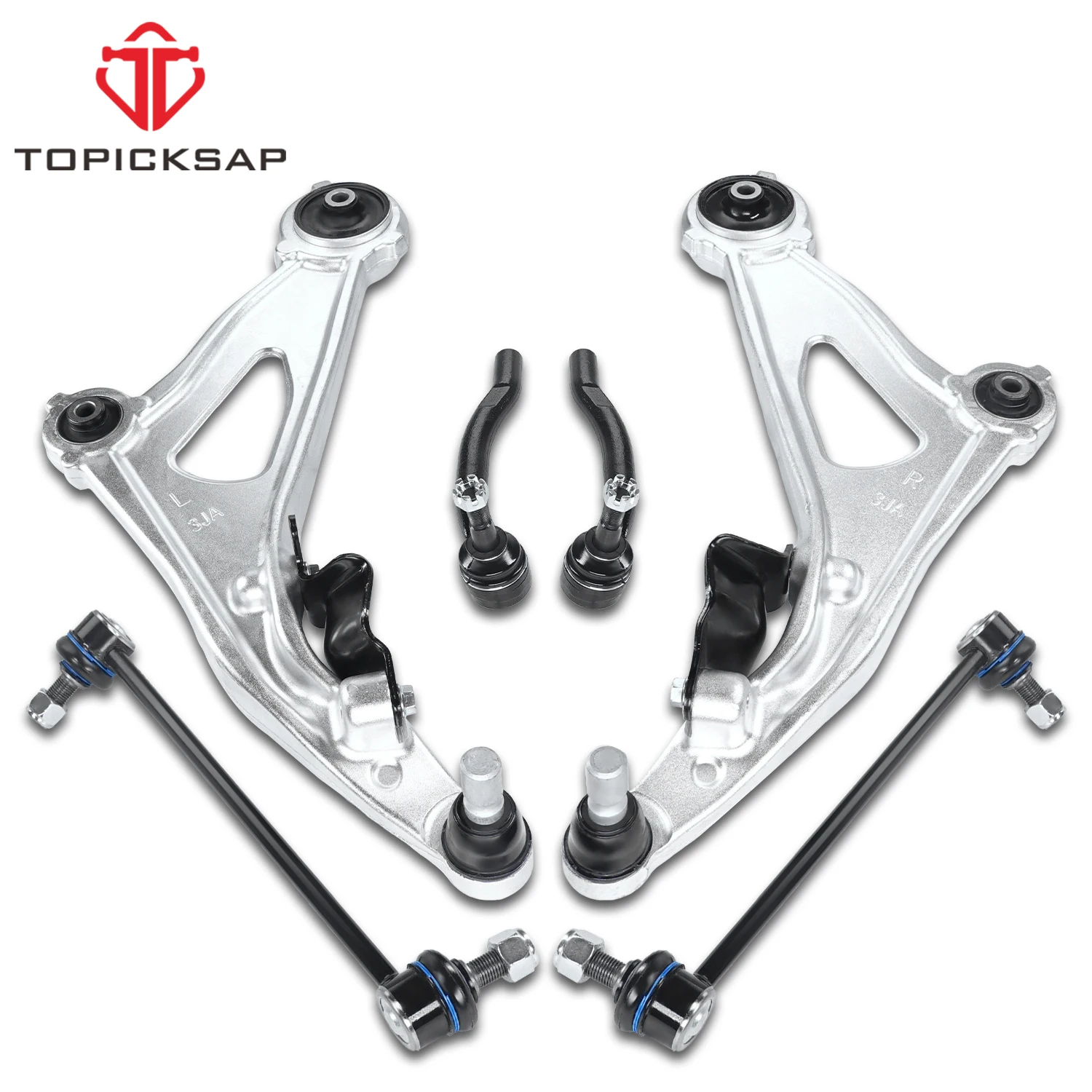 TOPICKSAP 6pcs Front Lower Control Arm Ball Joint Tie Rod End Link Kits for Nissan Pathfinder Infiniti QX60 JX35 2013 - 2019