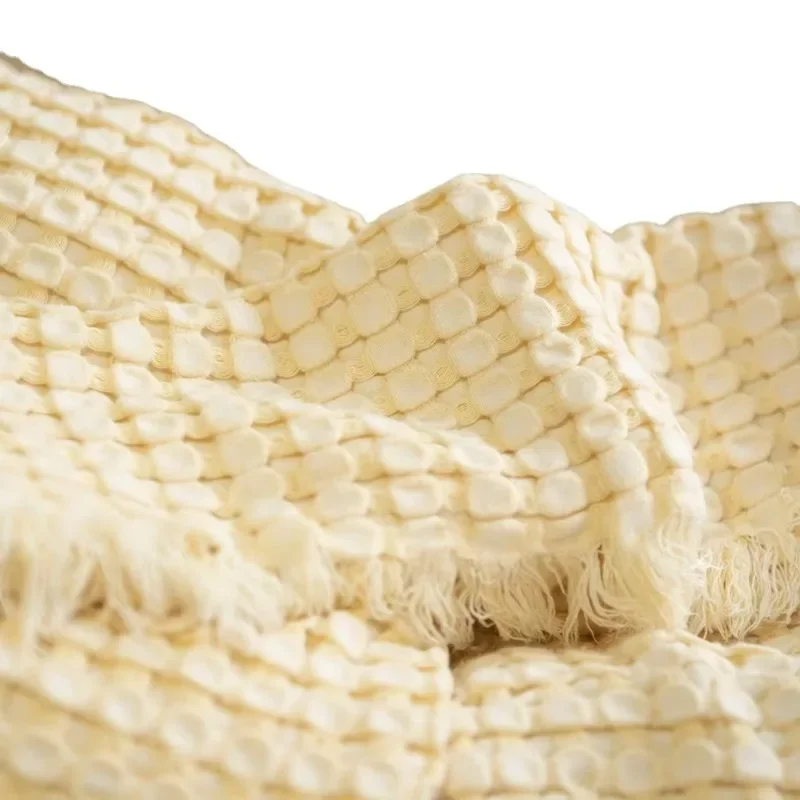 

Soft Waffle Style Bamboo Viscose Cotton Bed Bedroom and Sofa Blanket