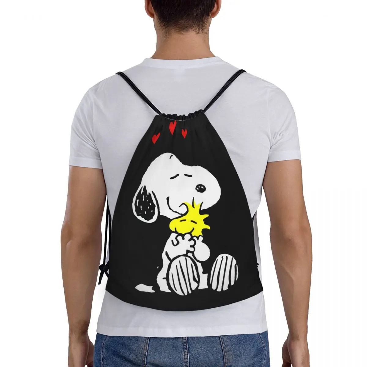 Borse personalizzate Snoopy Woodstock Love con coulisse per l\'allenamento zaini da Yoga uomo donna Beagle Dog Sports Gym Sackpack