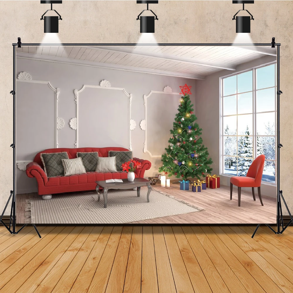 French Window Cozy House Office Photography Backdrops Photozone Sofa Plants Interior Room Decro Scenery Floor Photo Backgrounds