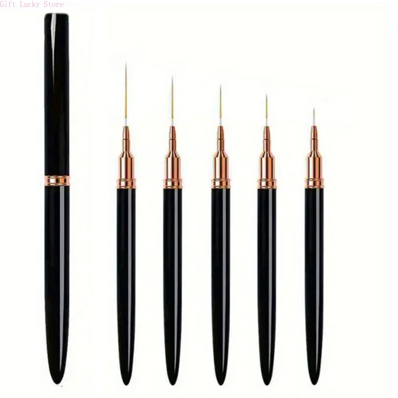 5 Teile/satz Nail art Liner Pinsel Set Längliche Linien Striping Zeichnung UV Gel Malerei Nagel Design Stift Professionelle Maniküre Werkzeug
