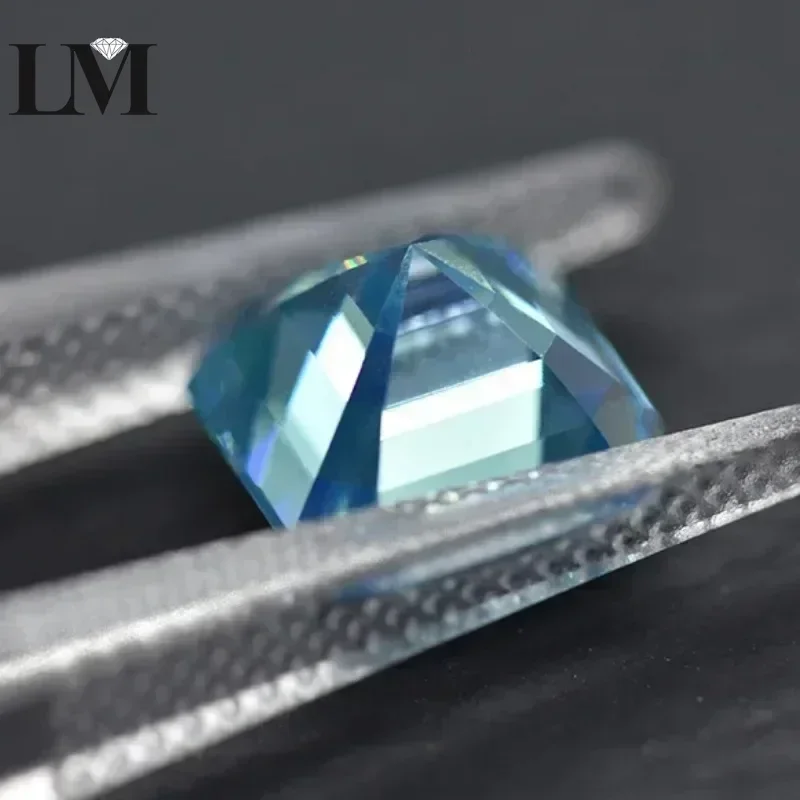 Piedra moissanita Aguamarina Asscher corte para probador de diamantes de paso dijes de piedras preciosas método Czochralski piedra preciosa con certificado