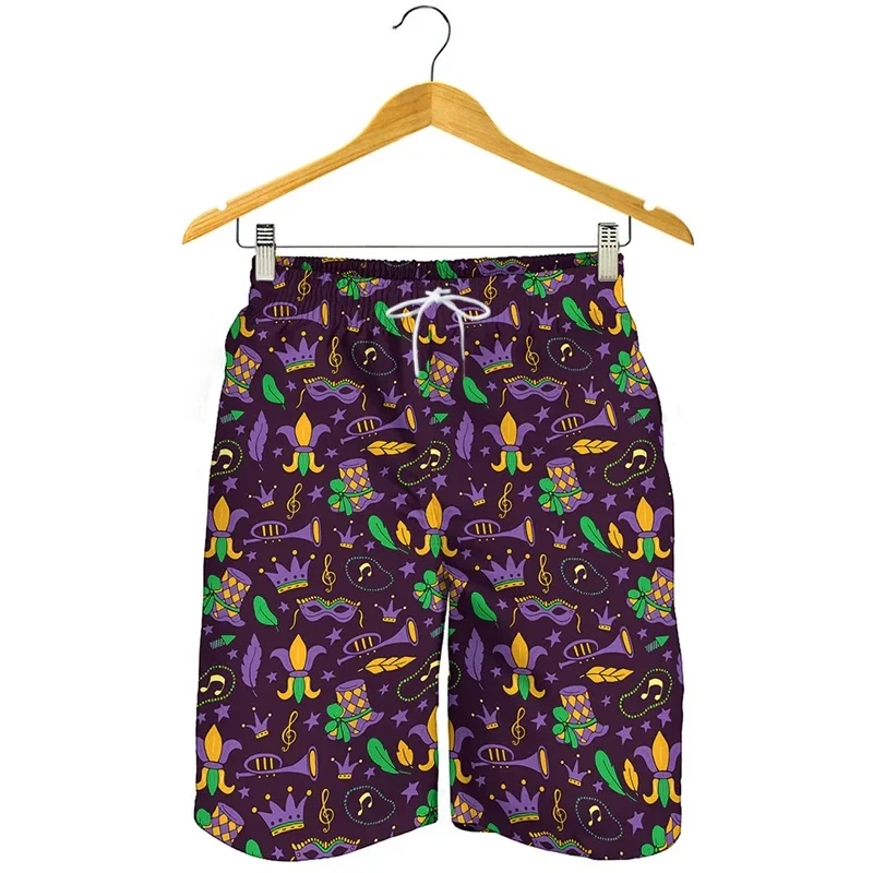Day of The Dead Sugar Skull Guitar Full Print Beach Shorts Men's Quick Dry Loose Vacation Swimming Shorts Casual Shorts