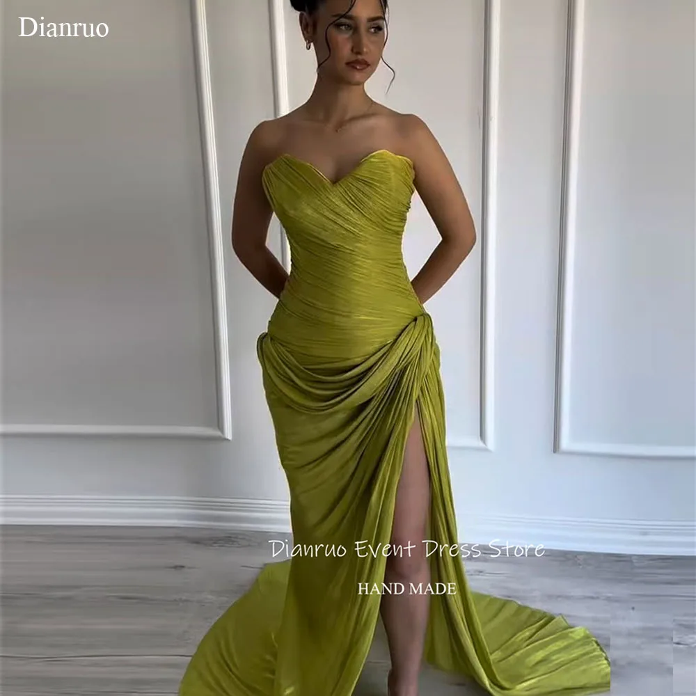 

Dianruo Sexy Ruched Chiffon Evening Dress Side Slit Pleated Dresses For Women Sweetheart Neckline Prom Gowns 2025 Customized