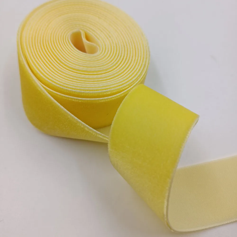 25mm Single Face Lemon Yellow Velvet Ribbon for Handmade Gift Bouquet Wrapping Supplies Decoration Christmas Tape Not elastic