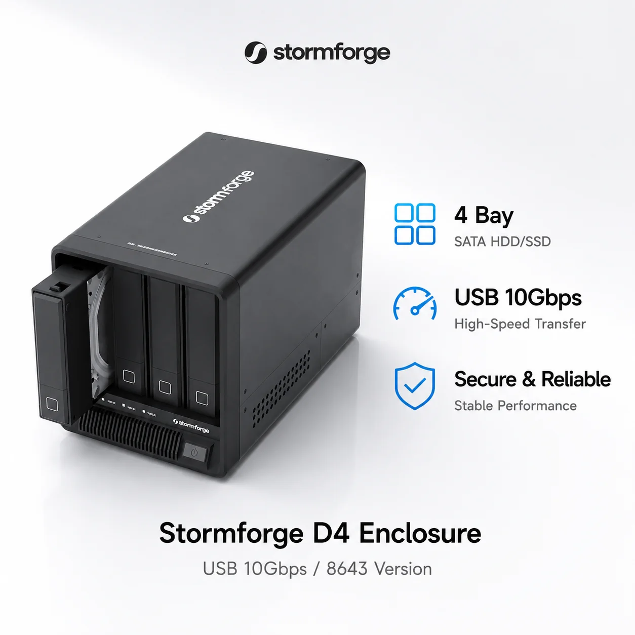 

Stormforge D4 4 Bay SATA HDD Enclosure USB 10Gbps MINI SAS 8643 Hard Drive Dock for 3.5 2.5 Inch HDD SSD NAS Storage