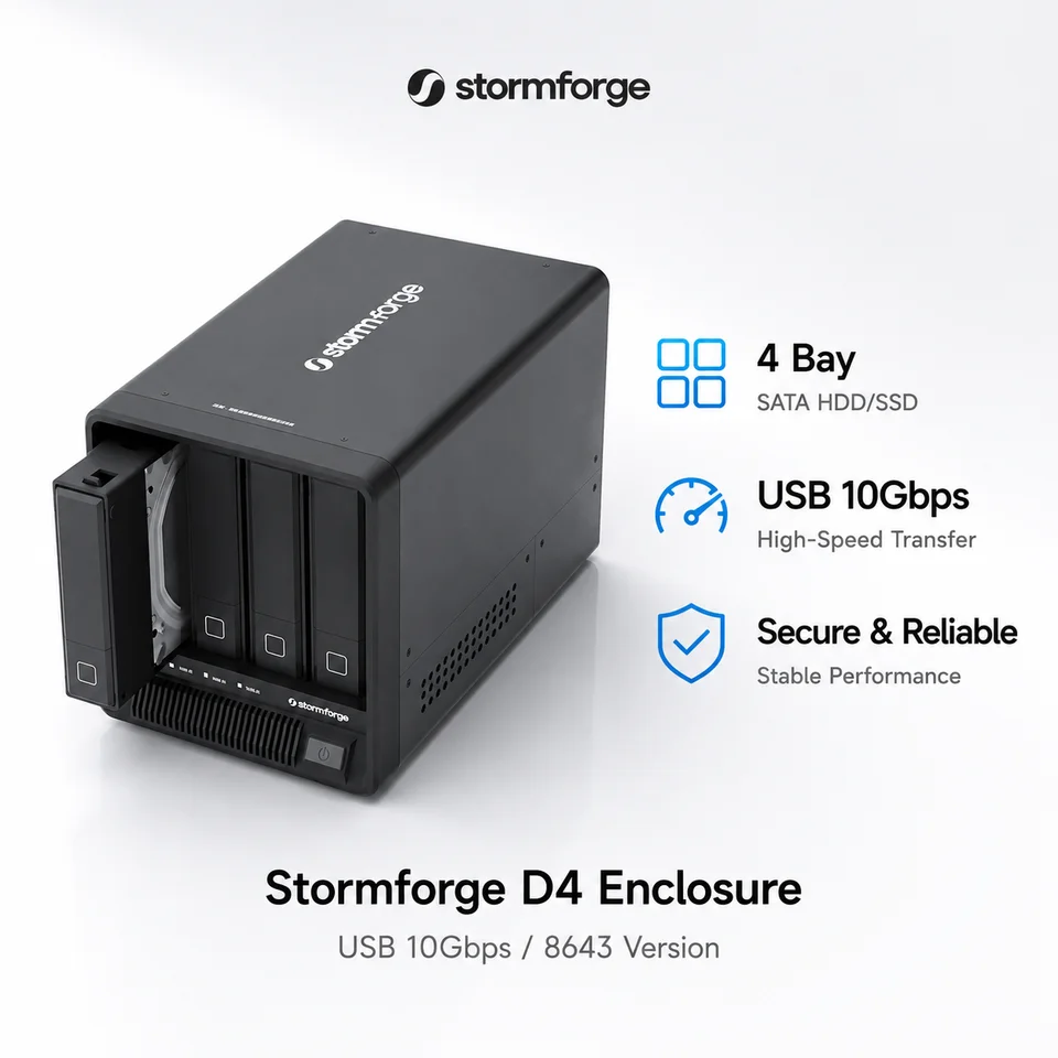Stormforge D4 4 Bay SATA HDD Enclosure USB 10Gbps MINI SAS 8643