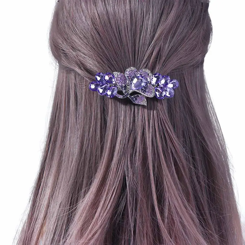 Elegant Geometric Tulip Crystal Ponytail Holder For Girls Women Hair Clips Spring Clips Korean Barrettes Hairpins