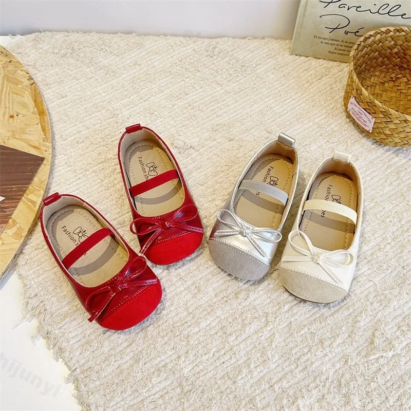 

Children's Leather Shoes Autumn New Girls Soft Sole Fashion Bow Knot Mary Jane Shoes Lightweight Comfort Non Slip Princess Shoes