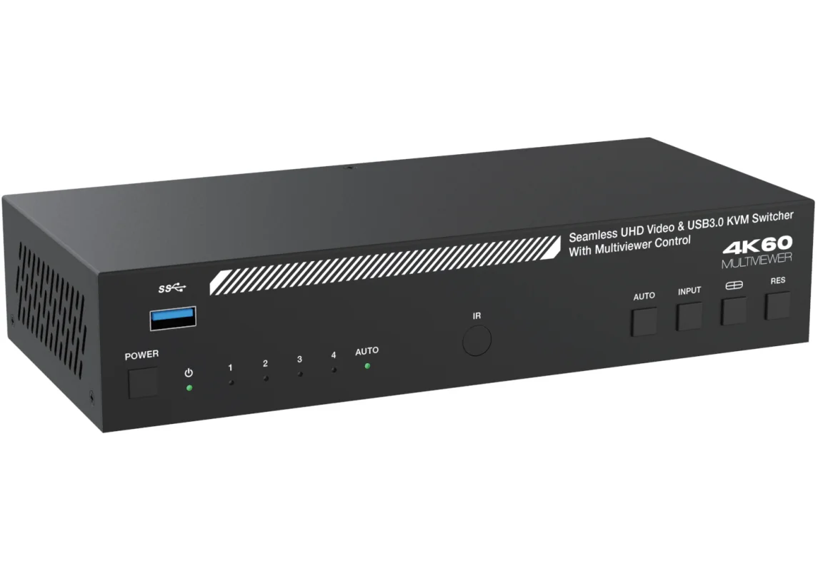 4K60hz 18Gbps Seamless 4X1 HDMI KVM Switch Quad Multi-viewer With USB3.0 RS232 Control Support 8 Display Modes