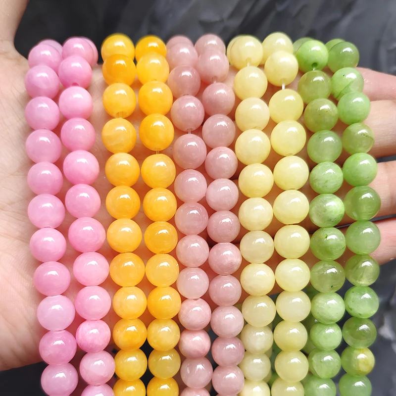 6/8/10mm Wholesale Natural Stone Round Chalcedony Jade Loose Spacer Beads for Jewelry Making DIY Bracelets Necklace Accessories