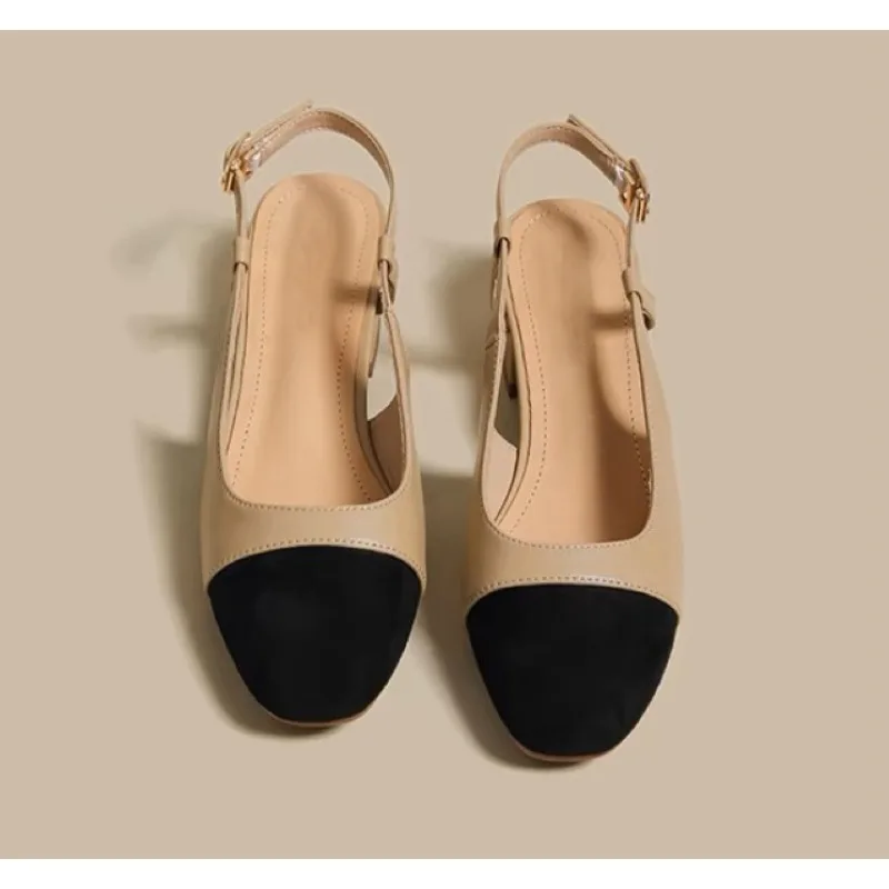 

Luxury New Women's Sandals Elegant Medium Heel Toe Mules Comfortable Office Women's Shoes Buckle Heels Women Pumps