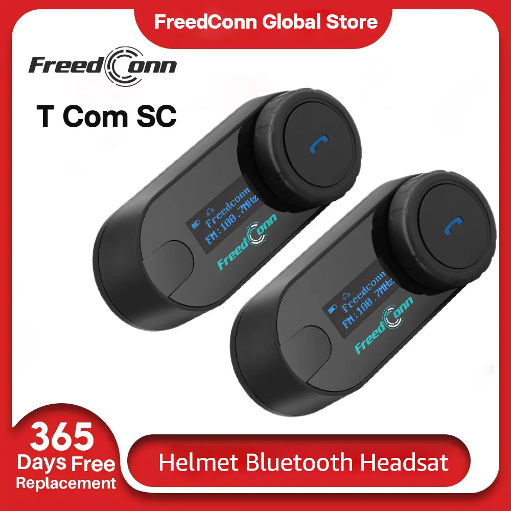 Freedconn Wireless Intercom Motorcycle Helmet Bluetooth Headset Intercomunicador Moto Music Share LCD Display FM Radio