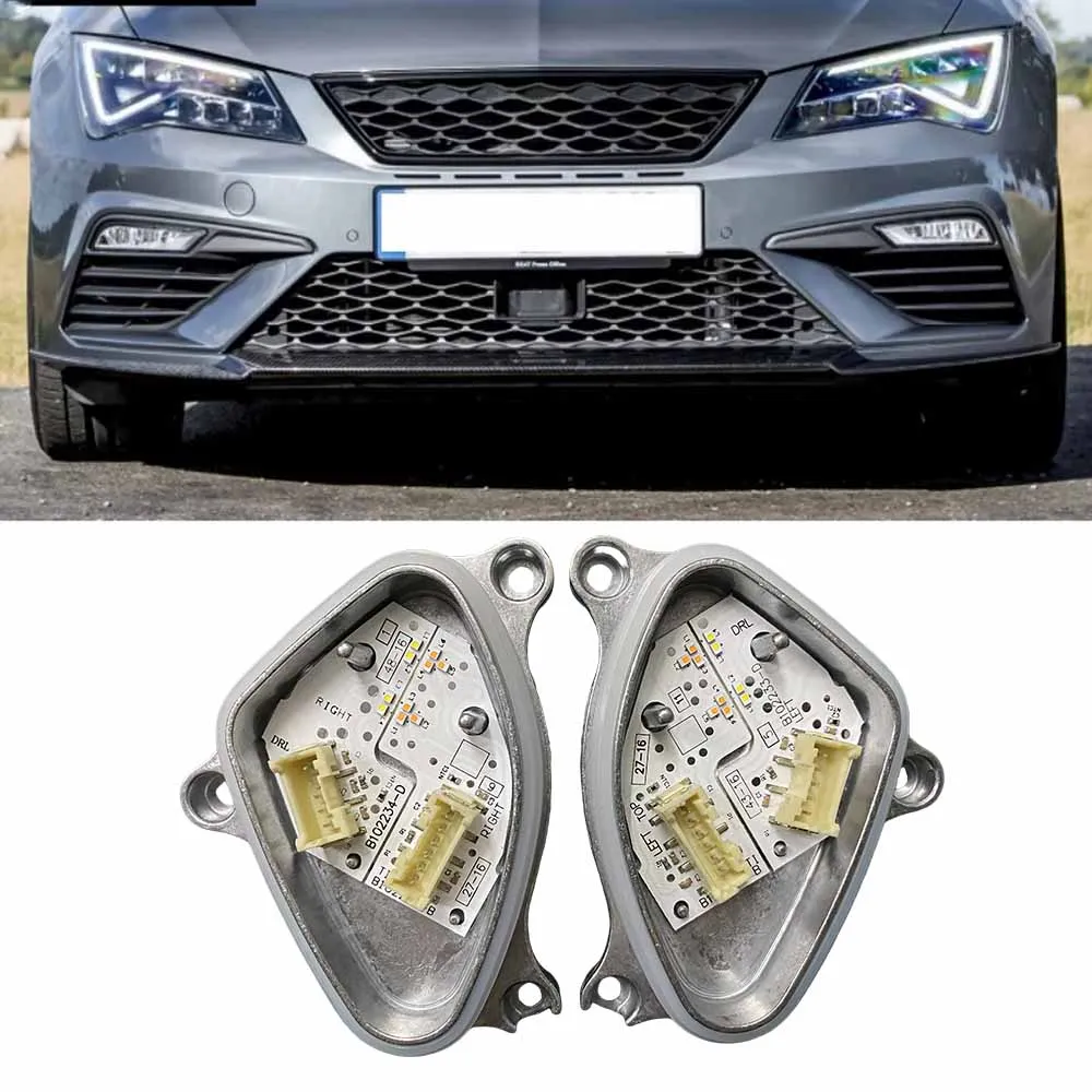 

New DRL Turn Signal Light Modules 5F0941475A 5F0941476A For 2017 2018 2019 Seat Leon Cupra LED Headlight Daylight White DRL