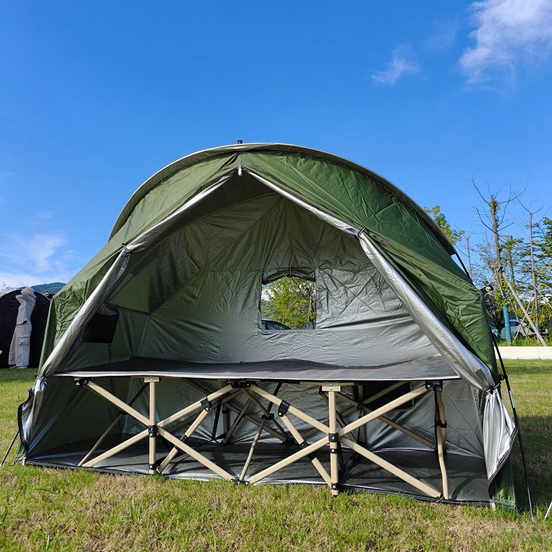 Tenda da campeggio pieghevole per lettino, set di tende rialzate fuori terra per 1 persona, ideale per escursioni all\'aperto, LINETTO non incluso