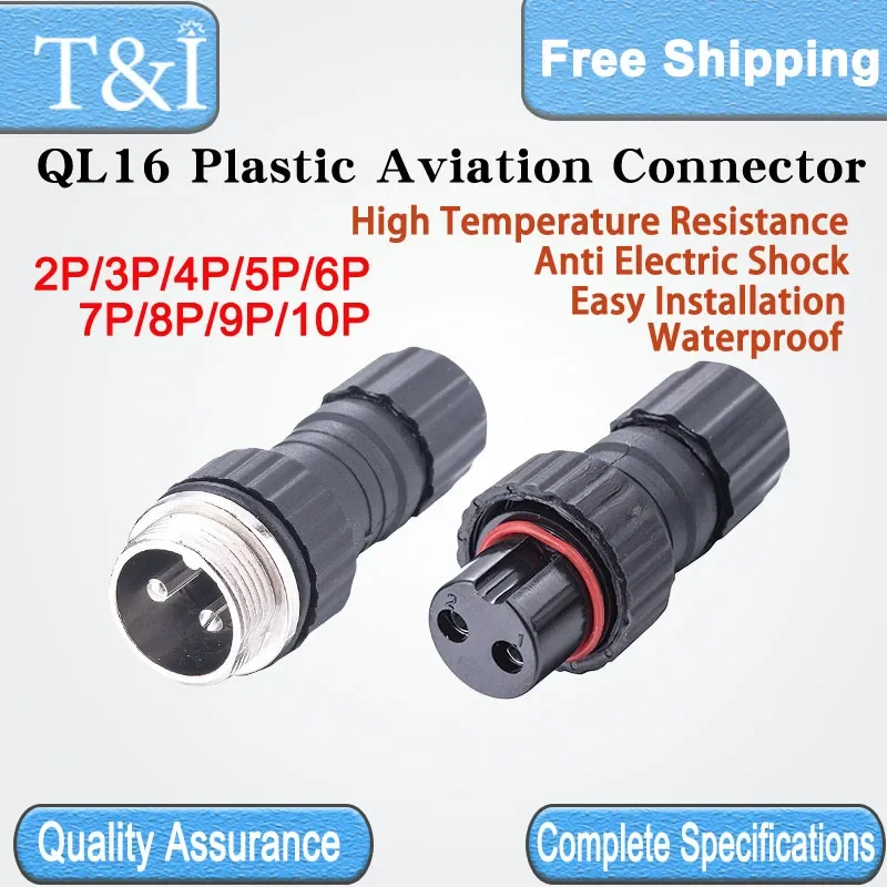 

5/10/100 Sets QL16/GX16/M16-2/3/4/5/6/7/8/9/10 Pin Plastic Aviation Male Female Panel Installation Docking Waterproof Connector