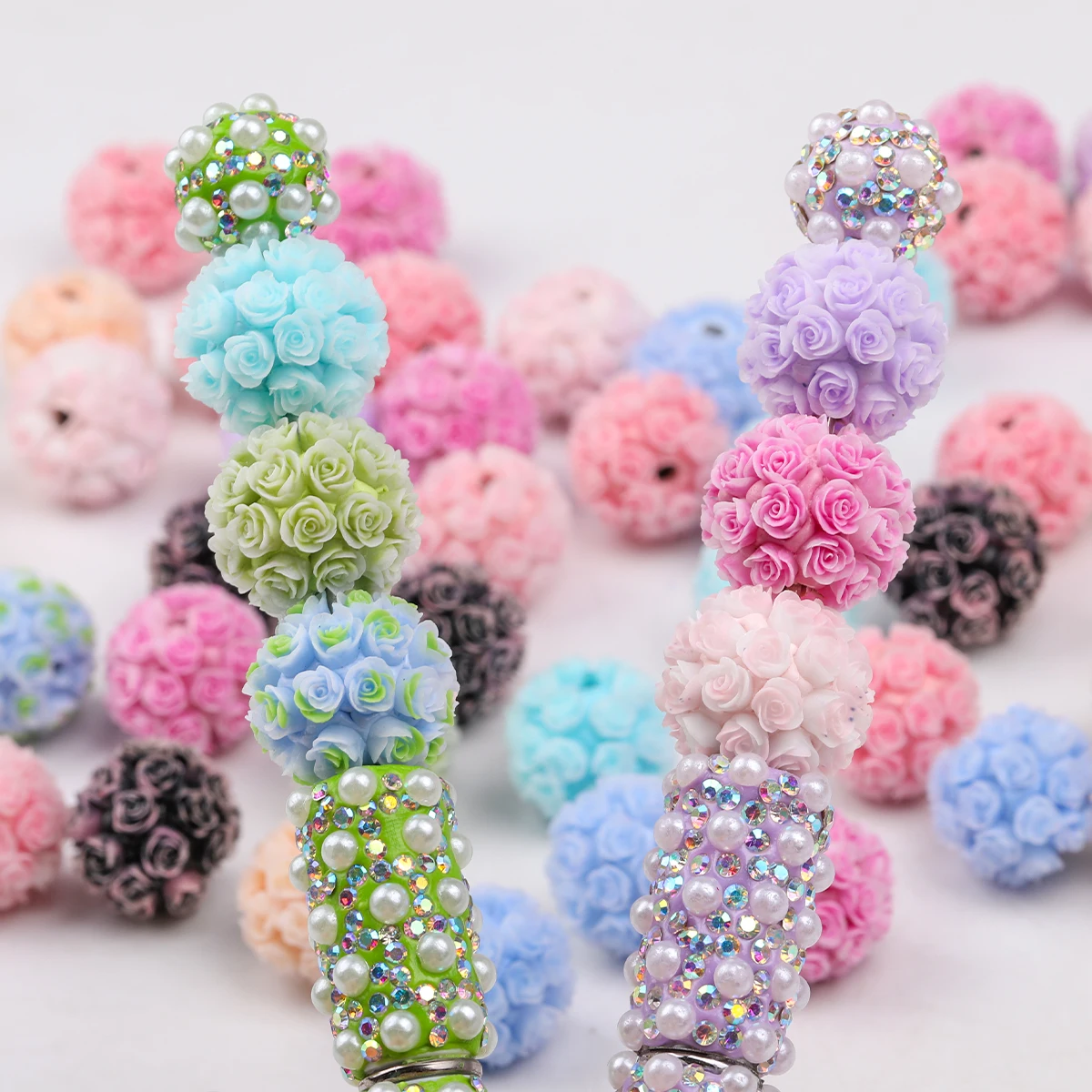 5 stücke/10 stücke Mehrfarbige Blume Ball Acryl Perlen Mit 2,5mm Gebohrt Löcher Perlen Für Stift Machen Lose spacer Perlen Für DIY Schmuck