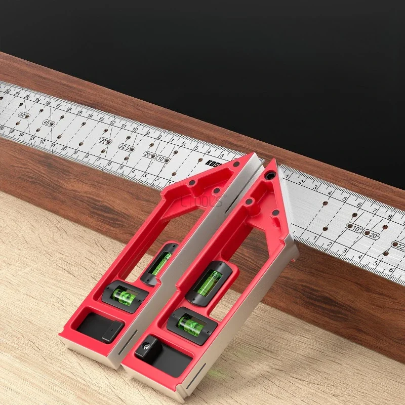 

Multifunctional Right Angle Ruler 90/45 ° High Precision Aluminum Positioning Marking Thickened Angle Ruler Woodworking Tool