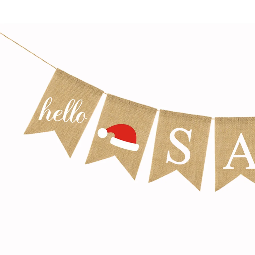 

Christmas Letter Bunting Banner Pattern Linen Burlap Swallowtail Pull Flag Party Decoration Festive Ornament