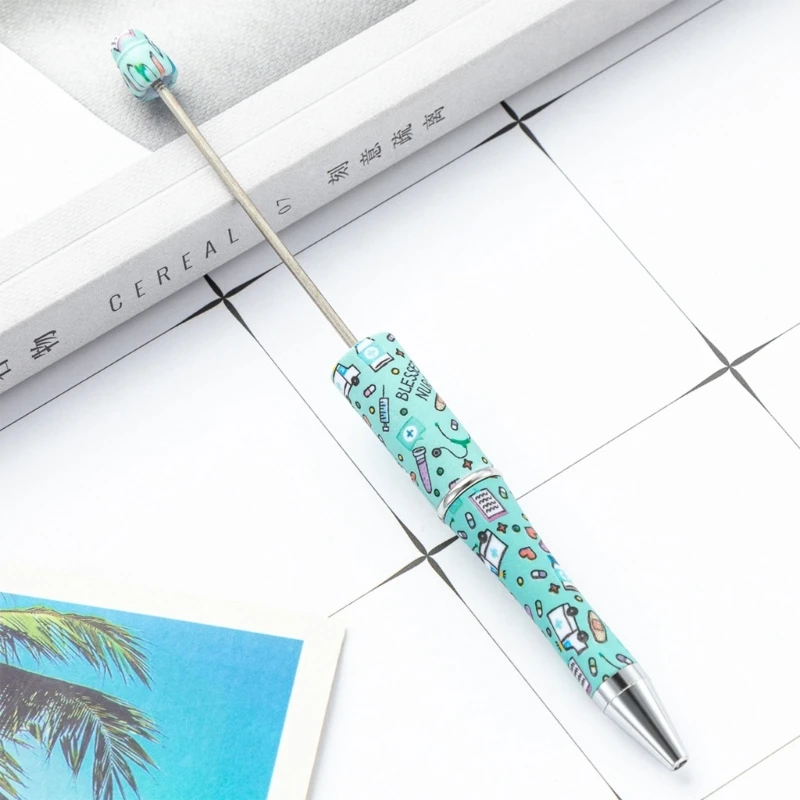 Ballpoint Pen Bead Pen Plastic Beadable Pen Beaded Ballpoint Pen School Office Writing Supplies Stationery Wedding Gift