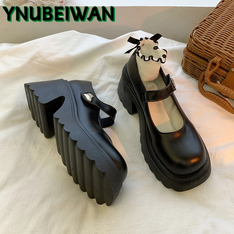 

High Heels Platform Women Sandals Mary Jane Shoes Lolita Chunky Leather Shoes 2025 Summer Luxury Brand Dress Sandalias De Mujer