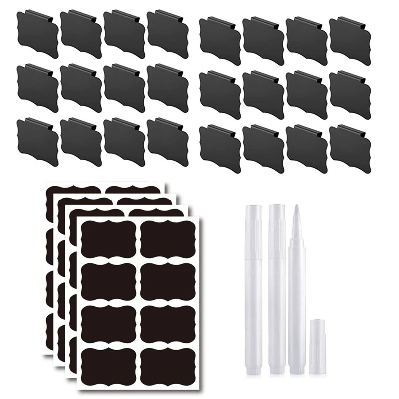 

24Piece Labels For Storage Bins Removable Black For Storage Bins Pantry Labels Clip Label Holder