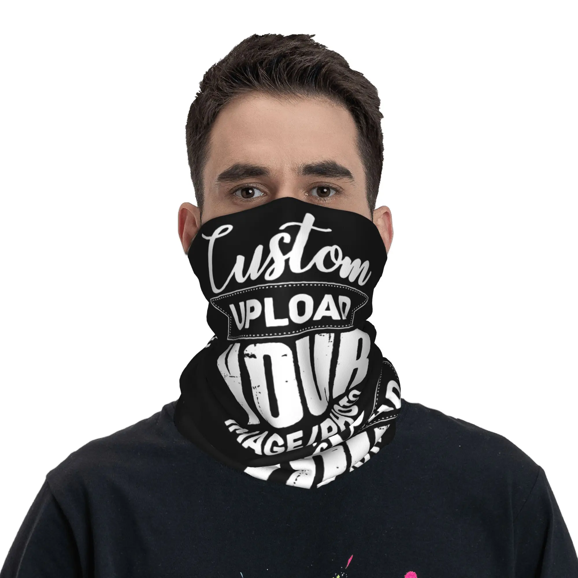 

Custom Your Design Here Bandana Neck Warmer Women Men Winter Ski Tube Scarf Gaiter Personalized Logo Printed Face Cover