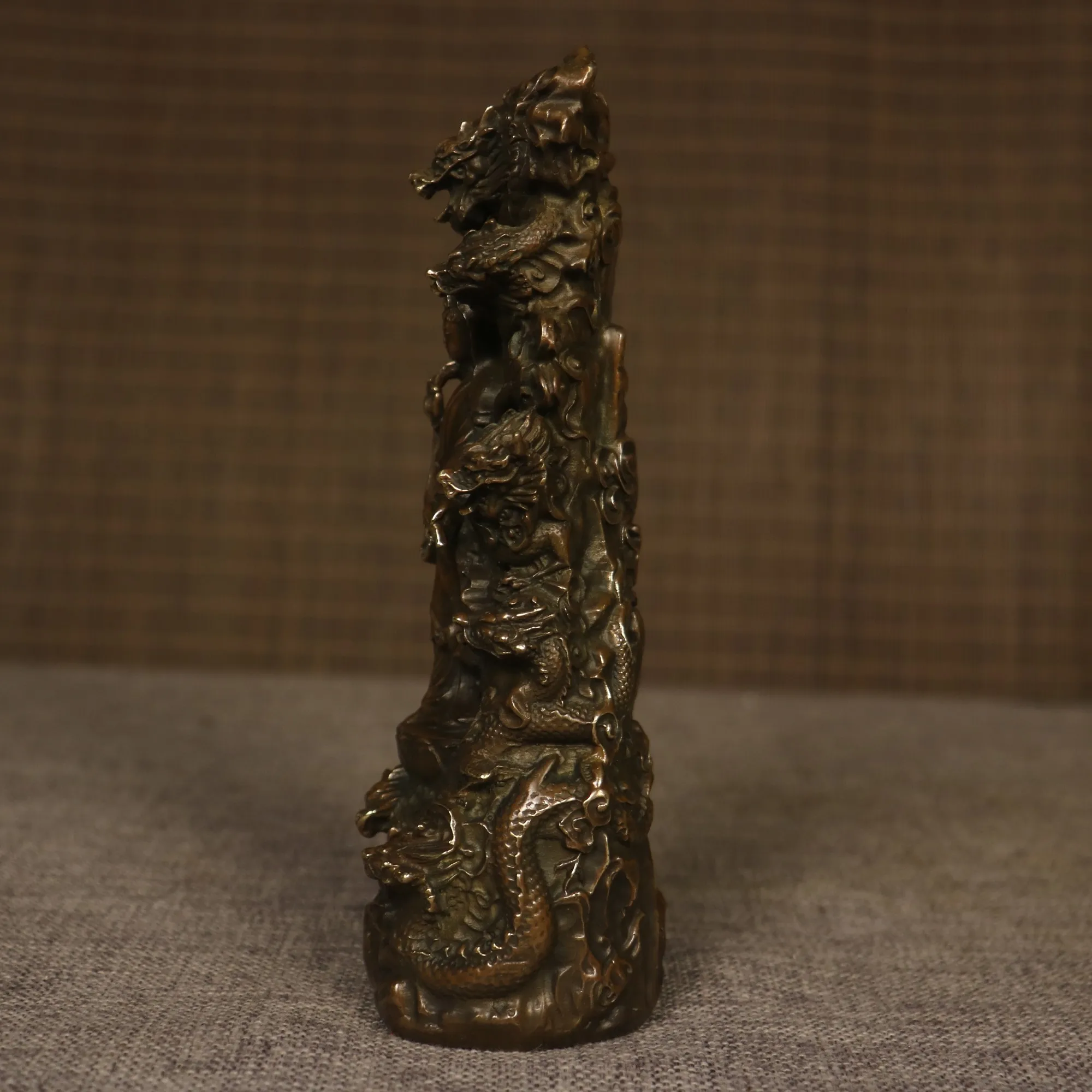 8 "coleção de templo tibetano antigo bronze cinábrio nove dragão backlight protetor guanyin buda nicho budista salão de adoração