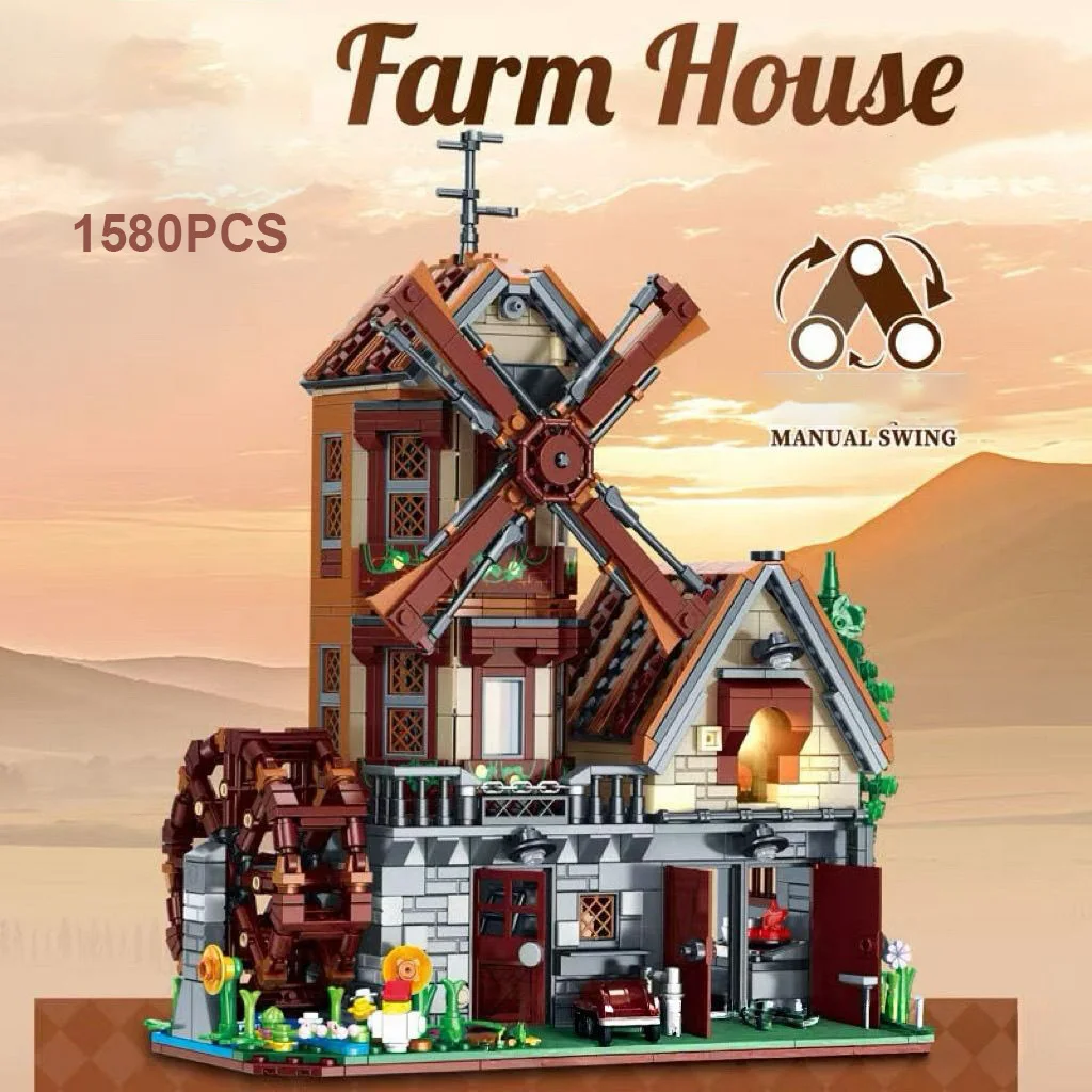 european-style-windmill-cottage-building-blocks-set-vintage-farm-house-with-water-wheel-detailed-interior-bricks-for-adults