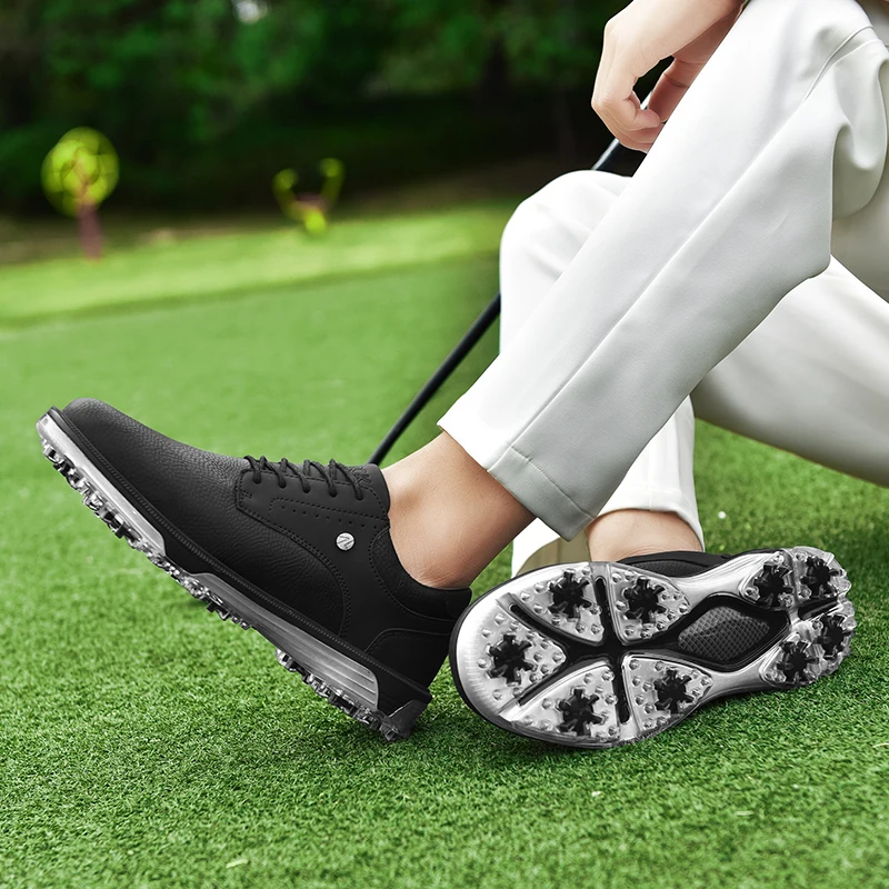 LiXingMing Men Golf Shoes Large Size To 48# Waterproof Cleats Golf Sport Shoes Teenager Training Golf Competition Sneakers