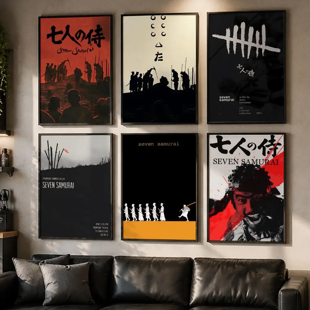 Legendary Movie Seven Samurai Poster No Glue Residue Self-Adhesive Art Poster Wall Decor for Bedroom Living Room