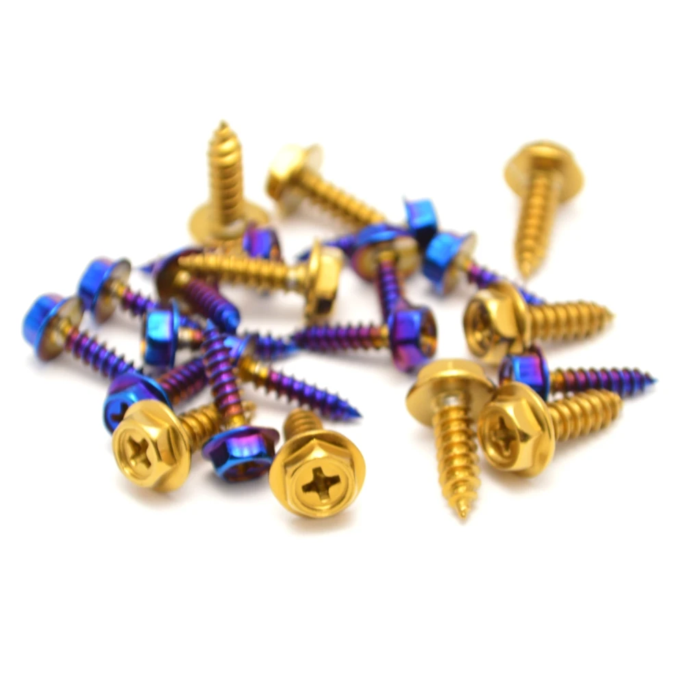 10Pcs Motorcycle Self-Tapping Screws M4/M5 Titanium Blue Gold Compatible with Kawasaki Yamaha BMW Ducati Honda KTM Suzuki