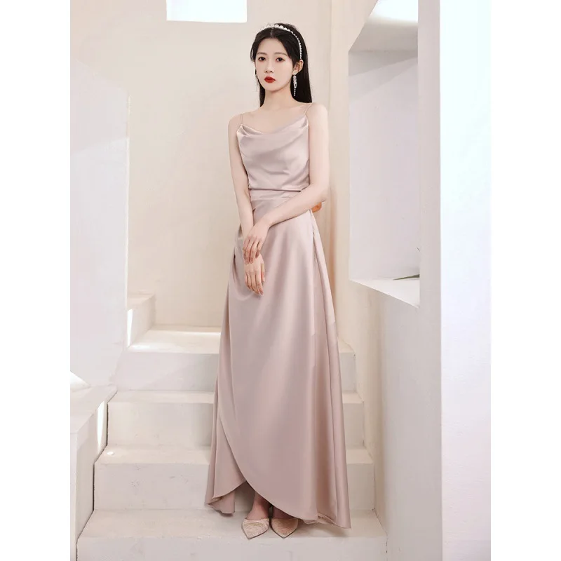 Sukienka dla druhen w jednolitym kolorze, elegancka, z falbanami, z odkrytymi ramionami, rozcięciem, falbankami w kształcie płatków, linia A, na wesele, vestido.