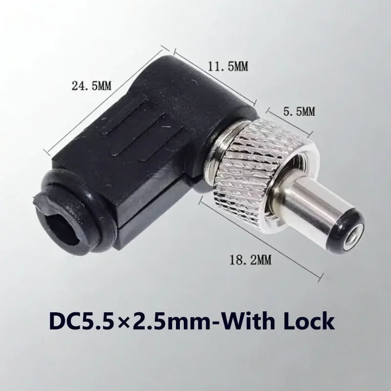 1/2/5PCS 90 Degree Right Angle DC Power Male Plug Connector Kit Various Sizes For CCTV Camera Laptop Wiring Repair