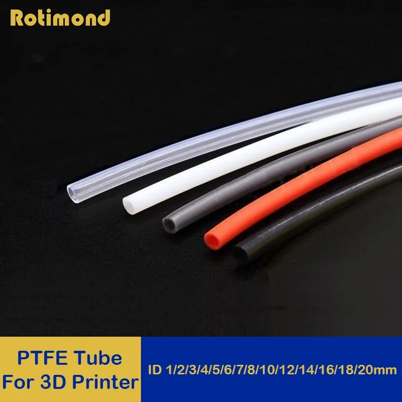 PTFE Tube For 3D Printer Parts Pipe ID 0.5 1 2 2.5 3 4 5 6 7 8 10 12 14 16 18 20 mm F46 Insulated Hose Extruder J-head 600V 1M