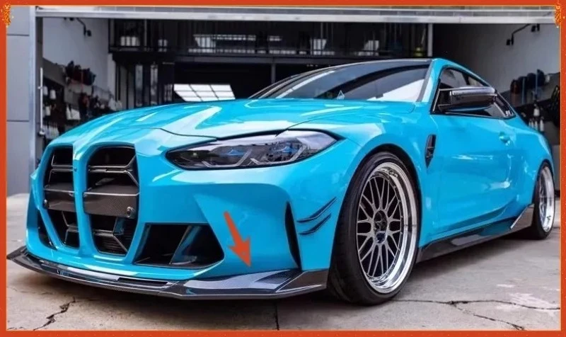 

For BMW M3 M4 G80 G82 V Style Real Carbon Fiber Front Lip Spoiler Bumper Lips Diffuser Splitter Exterior Part Body Kit 2021-2022