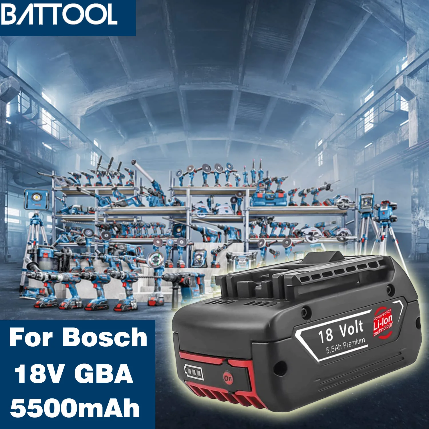 Bateria recarregável do li-íon de 18 v 5.5ah para o núcleo 18 v do pro da bateria gba 18 v de bosch para a bateria elétrica bat609 da broca de bosch, bat618, gba