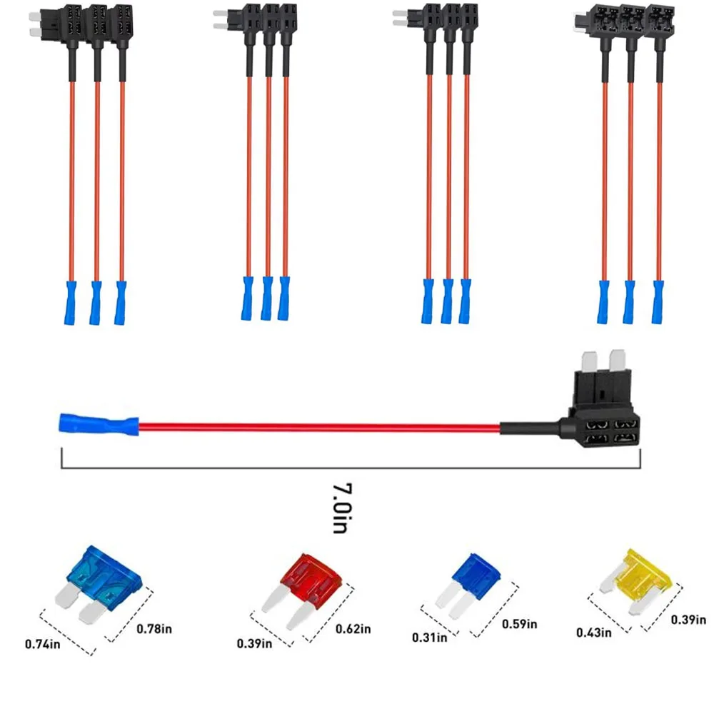 12 Pack 12V Add-a-Circuit Fuse Tap Standard Mini Micro2 and Low Profile Fuses Taps 4 Types ATO ATC ATM APM fuses Holder