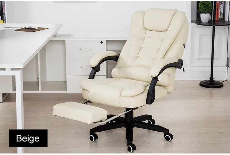 Home Computer Desk Armchair Boss Office Chair With Footrest Armrest Reclining Leather Adjustable Rotating Lift Massage Chair