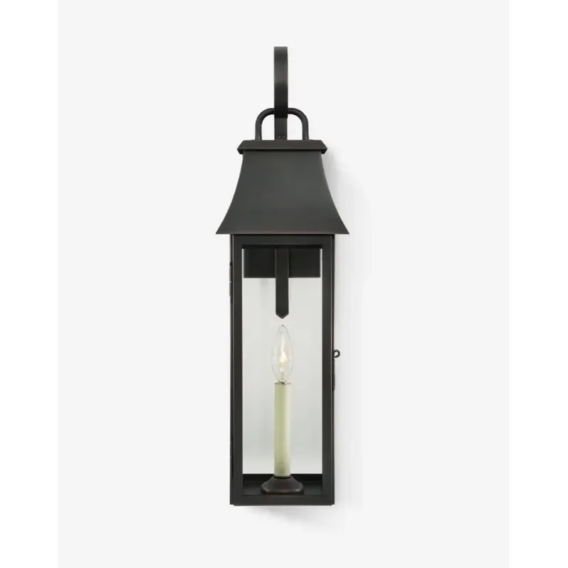 Lantern Villa Outdoor Sconce Solid Brass Glass Antique Brass Bronze Tarnished Copper Wall Lamp