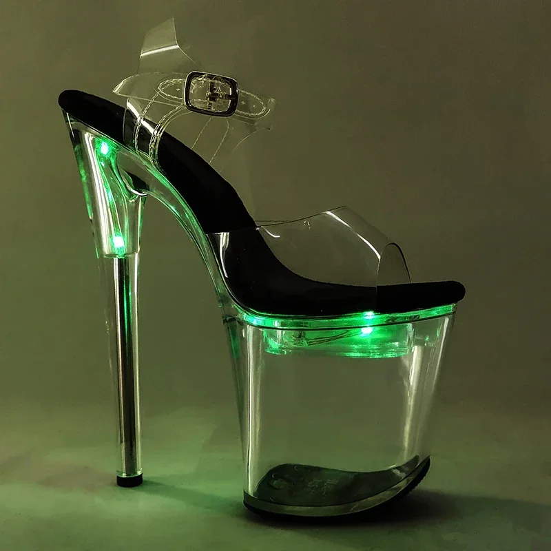 Leecabe 8Inch/20cm lady LED Light Up Shoes Glowing Platform party High Heels Shoes Pole Dancing Shoes
